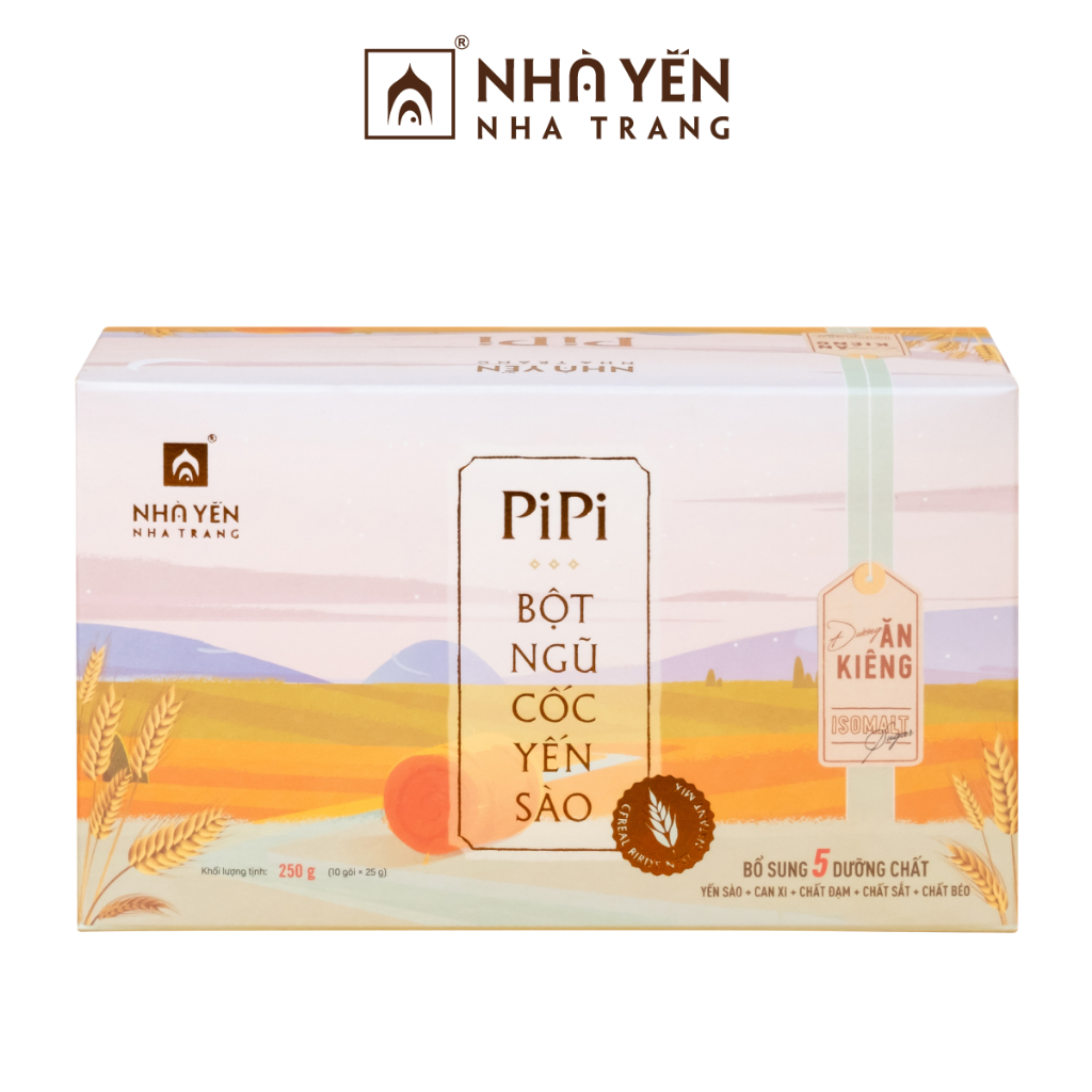 (Quà tặng không bán) Bột ngũ cốc yến sào PiPi Nhà Yến Nha Trang Hộp 10 gói Bột ngũ cốc ăn kiêng Bột ngũ cốc dinh dưỡng