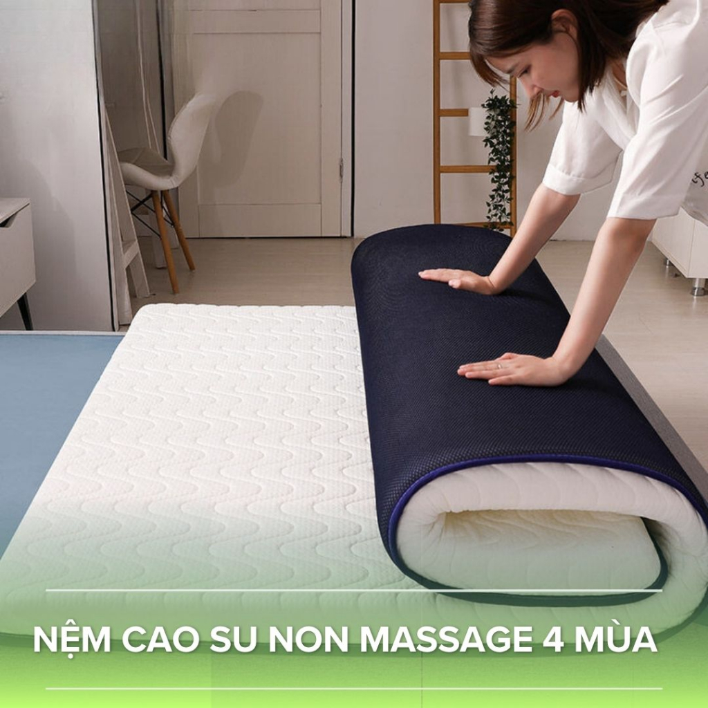 Nệm Cao Su Non Massage 4 Mùa 5cm Chống Căng Thẳng Thư Giãn Giúp Giấc Ngủ Sâu Hơn