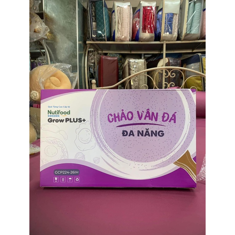 Chảo vân đá Green Cook màu tím 26cm hàng khuyến mại Nutifood