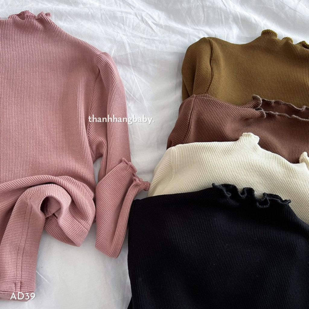Áo giữ nhiệt cho bé gái, áo dài tay len tăm cho bé Thanh Hằng Baby 11 - 31 kg