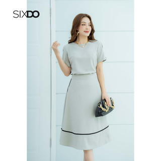 Chân váy chữ A xám phối line đen thời trang SIXDO