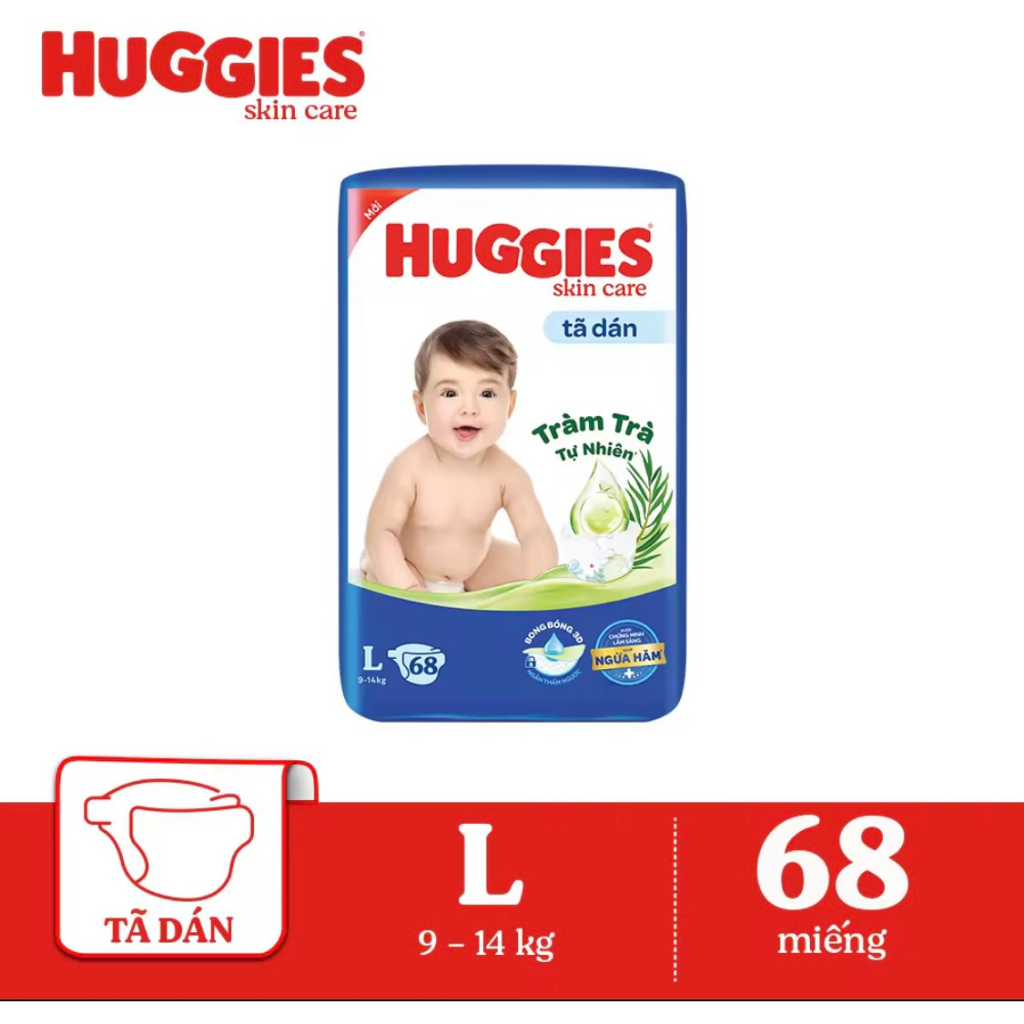 Bỉm Huggies quần/dán đủ size M74/L68/XL62/XXL56 mẫu mới tràm trà