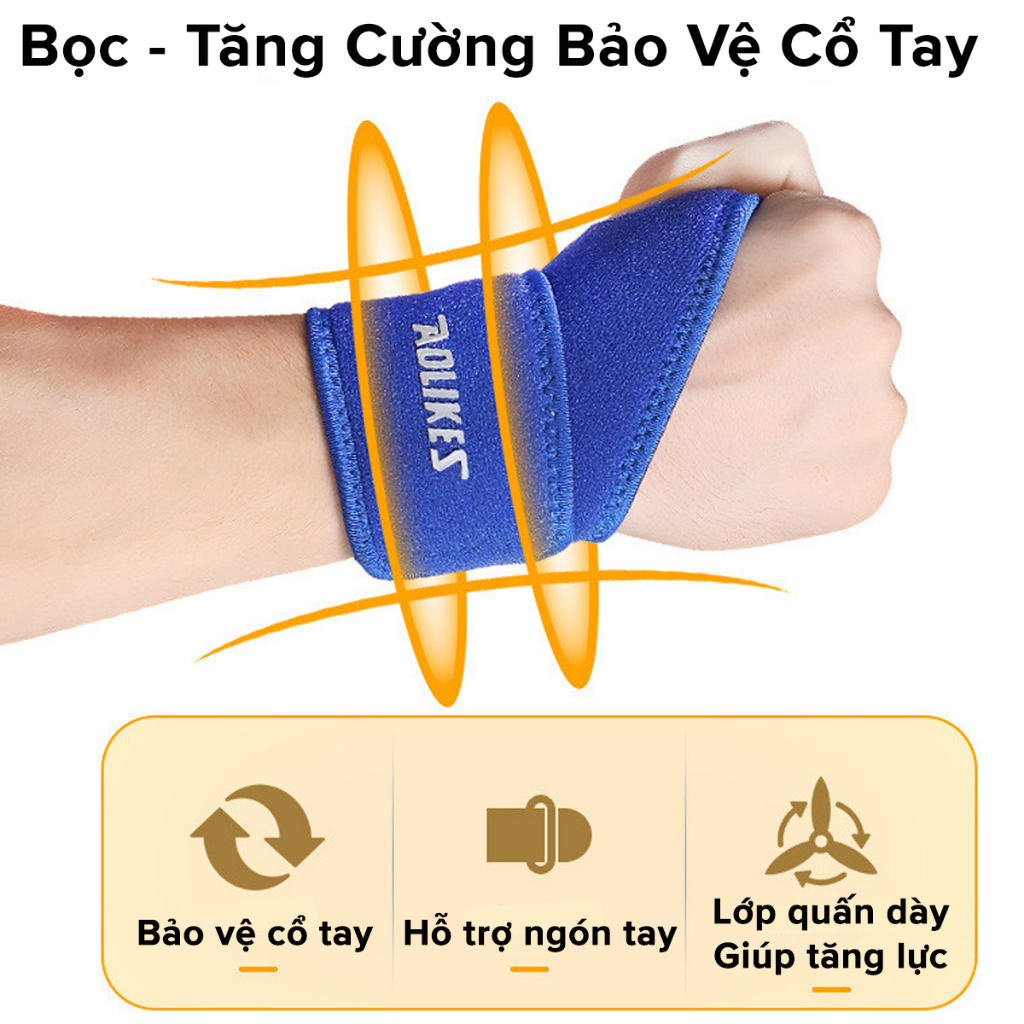 Băng Quấn Bảo Vệ Cổ Tay Chính Hãng Aolikes AL7937 Hỗ trợ Nẹp Khớp Cổ Tay Tập Gym Tập Thể Thao Quần Vợt Chọn Màu Cao Cấp