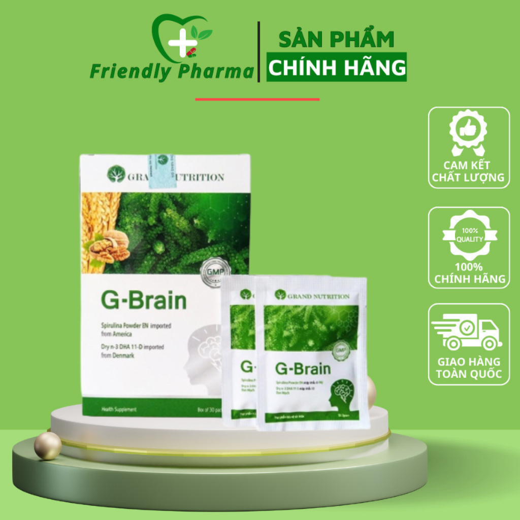 Cốm Trí Não G-Brain Hỗ Trợ Bổ Sung DHA, Các Vitamin Hỗ Trợ Phát Triển Não Bộ Hộp 30 Gói - Frienly Pharma