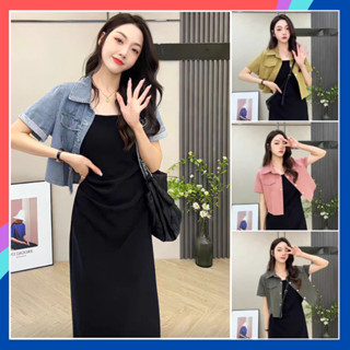  Áo khoác bò nữ croptop 4 màu cá tính áo jean nữ tay cộc form ôm mặc cùng váy trẻ trung năng động AK19 