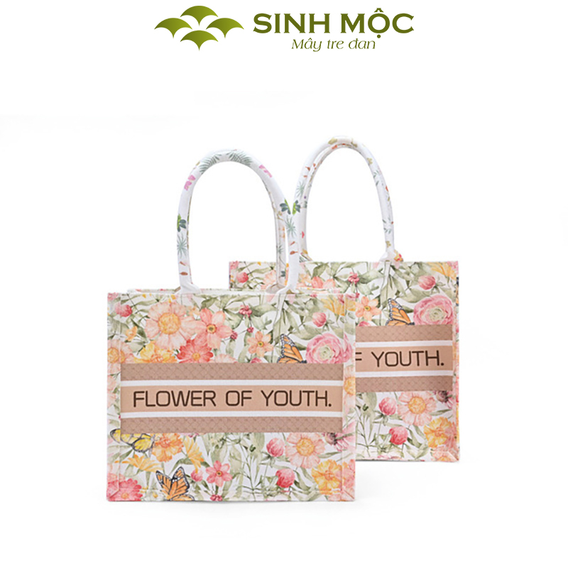 Túi tote, túi canvas, túi tote vải, túi hình hoa, Sinh Mộc - M3048