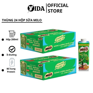 Sữa milo thùng 24 hộp sữa lúa mạch ngũ cốc nestlé milo teen bữa sáng ít đường 200 ml/hộp