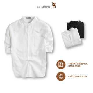 Sơ Mi Cổ Tàu Kiểu Dáng Hàn Quốc Basic GRSIMPLE Phối Túi Ngực Phom Unisex Trẻ Trung Năng Động (TB133)