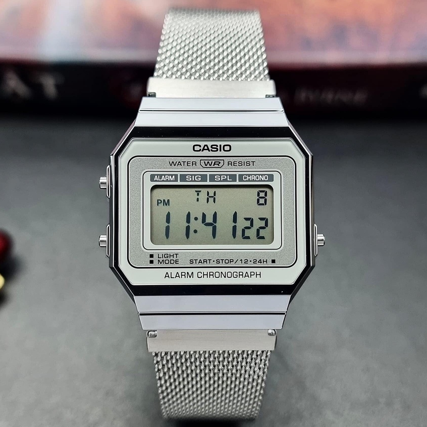 Đồng hồ Casio Vintage điện tử A700WM-7ADF dây kim loại chính hãng