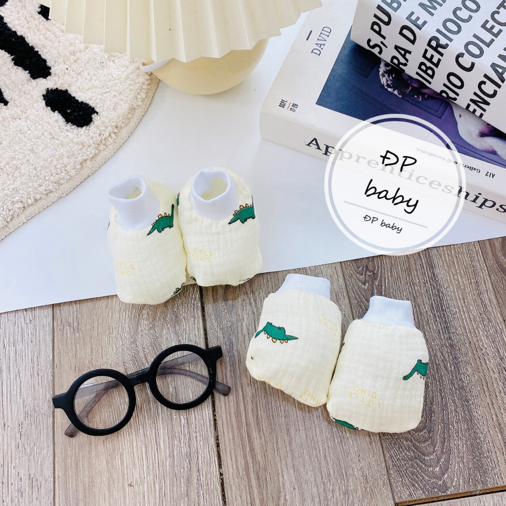 Bao tay cho bé sơ sinh vải xô muslin bao chân tất vớ trẻ em trai gái cao cấp 2X MART