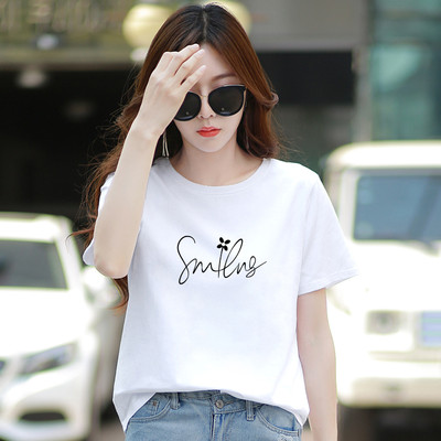 Áo phông nữ dáng rộng NA03 in chữ Smiling chất liệu thun cotton Loza CT6260