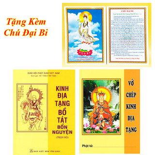 Sách - Combo Vở Chép Kinh Địa Tạng + Kinh Địa Tạng Bồ Tát Bổn Nguyện Trọn Bộ (Bìa Mềm) - Tặng Kèm Tờ Chú Đại Bi