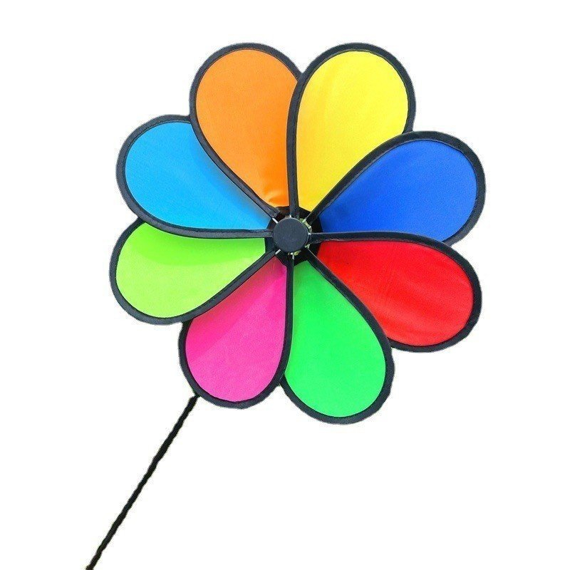 Chong chóng vải 8 cánh cầu vồng 50cm - chong chóng 2 tầng giá rẻ trang trí xe trà sữa - xe cafe, khu vui chơi