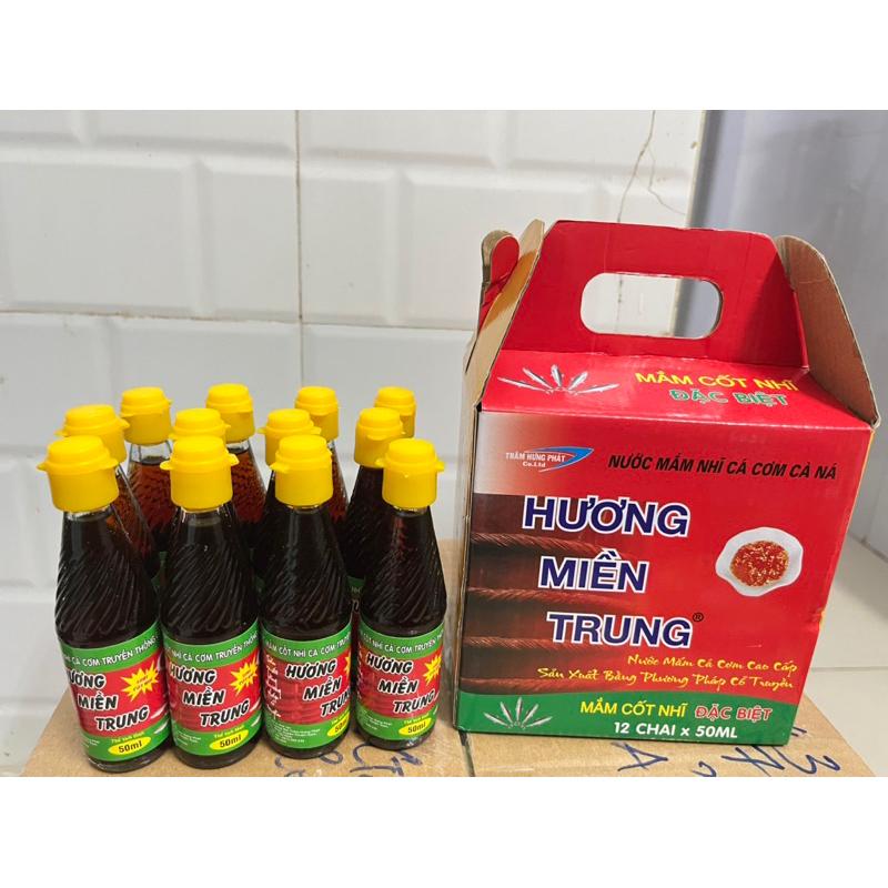 Nước Mắm đặc biệt Hương Miền Trung độ đạm 40. chai nhỏ 50ml/chai (thùng 12 chai).