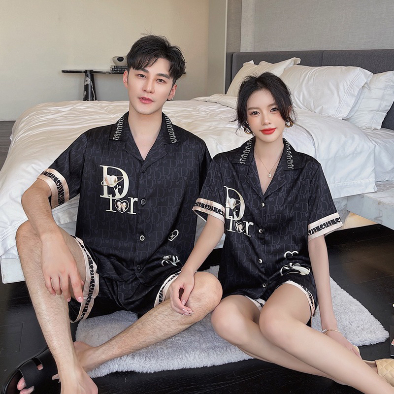 BỘ ĐÙI ĐÔI NAM NỮ DIOR LỤA MẶC NHÀ HT7514