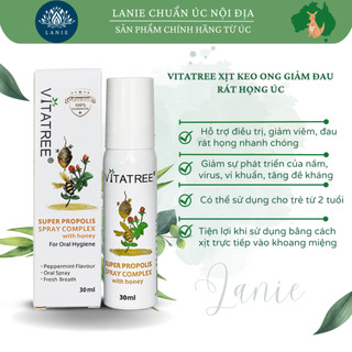 Chai xịt giảm đau họng keo ong Vitatree 30ml xịt họng vitatree, xịt keo ong vitatree