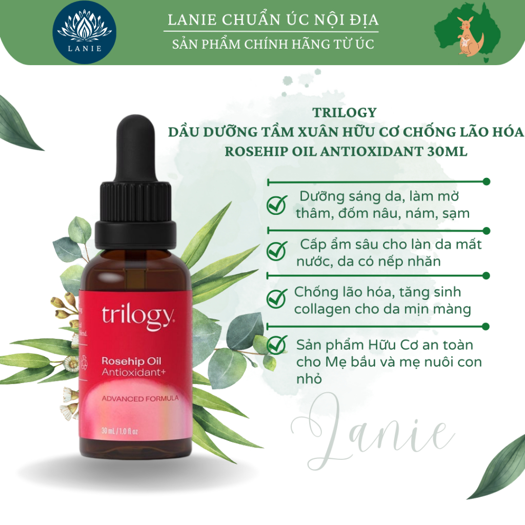 Trilogy Tinh Dầu Tầm Xuân Rosehip Oil Antioxidant 30ml