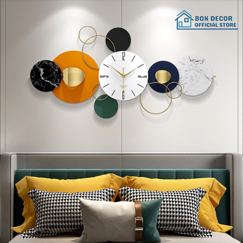 Đồng Hồ Treo Tường Trang Trí Phong Cách Bắc Âu Decor Nghệ Thuật Kim Trôi Cao Cấp Box Decor BD2508