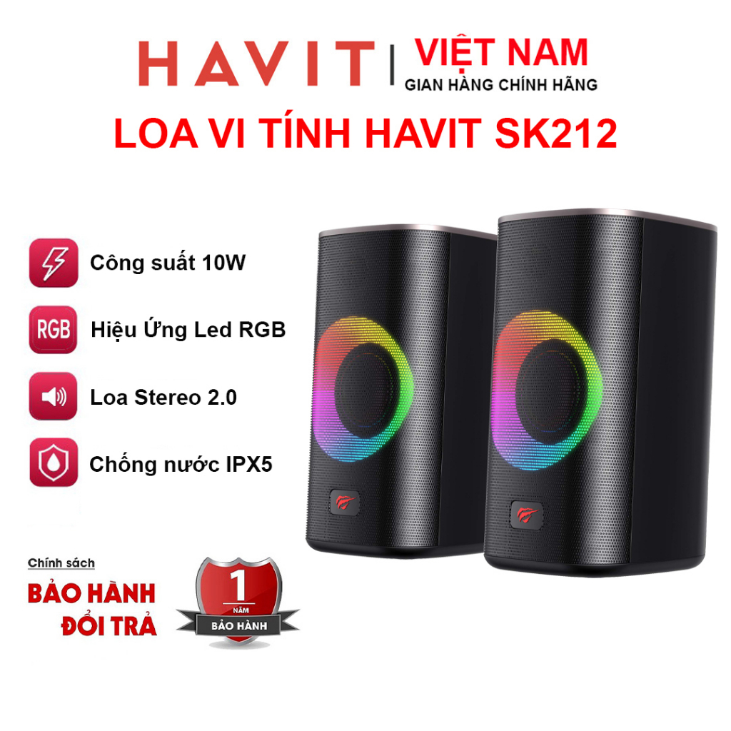 Loa Máy Tính HAVIT SK212 | Công Suất 10W | Âm Thanh 2.0 Mạnh Mẽ | Ánh Sáng RGB Năng Động Cuốn Hút - CHÍNH HÃNG