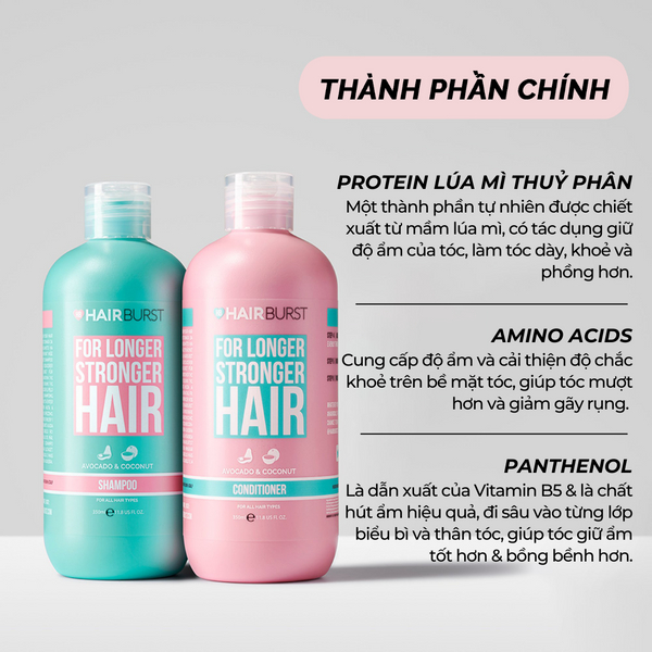 Set Hairburst Gội Xả For Longer Stronger Hair Kích Thích Mọc Tóc