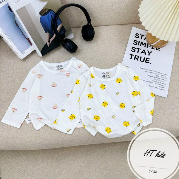 Combo 5 Áo Sơ Sinh Dài Tay - cài vai - chất petit Mềm Mại - co giãn tốt Cho Bé