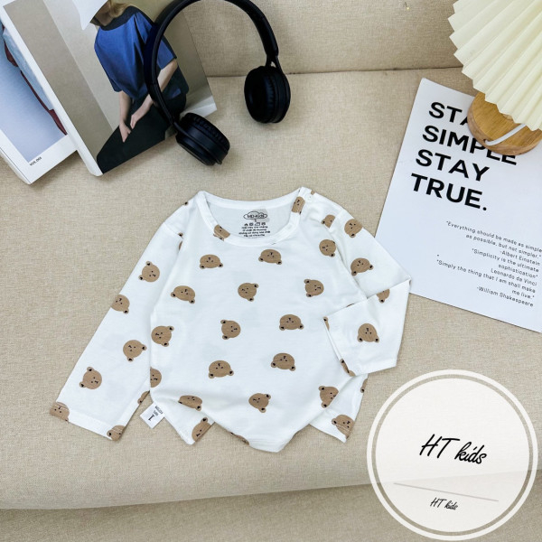 Combo 5 Áo Sơ Sinh Dài Tay - cài vai - chất petit Mềm Mại - co giãn tốt Cho Bé