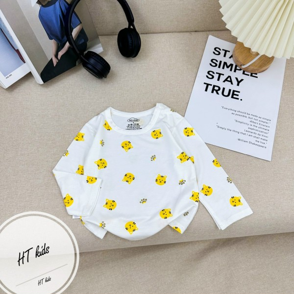 Combo 5 Áo Sơ Sinh Dài Tay - cài vai - chất petit Mềm Mại - co giãn tốt Cho Bé