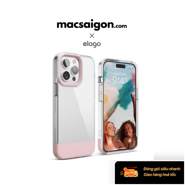 Ốp lưng iPhone 14 Elago Glide - Màu trong/hồng