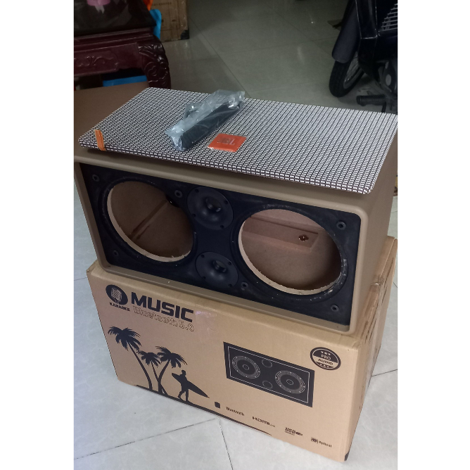 Vỏ thùng loa kéo xách tay 2 bass 20cm 2 treble