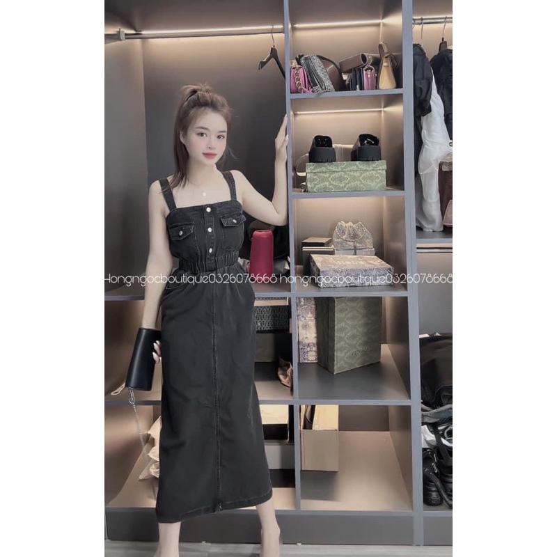 Đầm jean dây mặc được cả 2 kiểu kèm ảnh thật lss