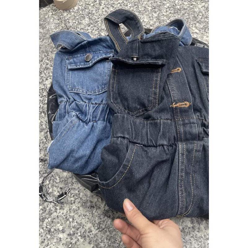 Đầm jean dây mặc được cả 2 kiểu kèm ảnh thật lss