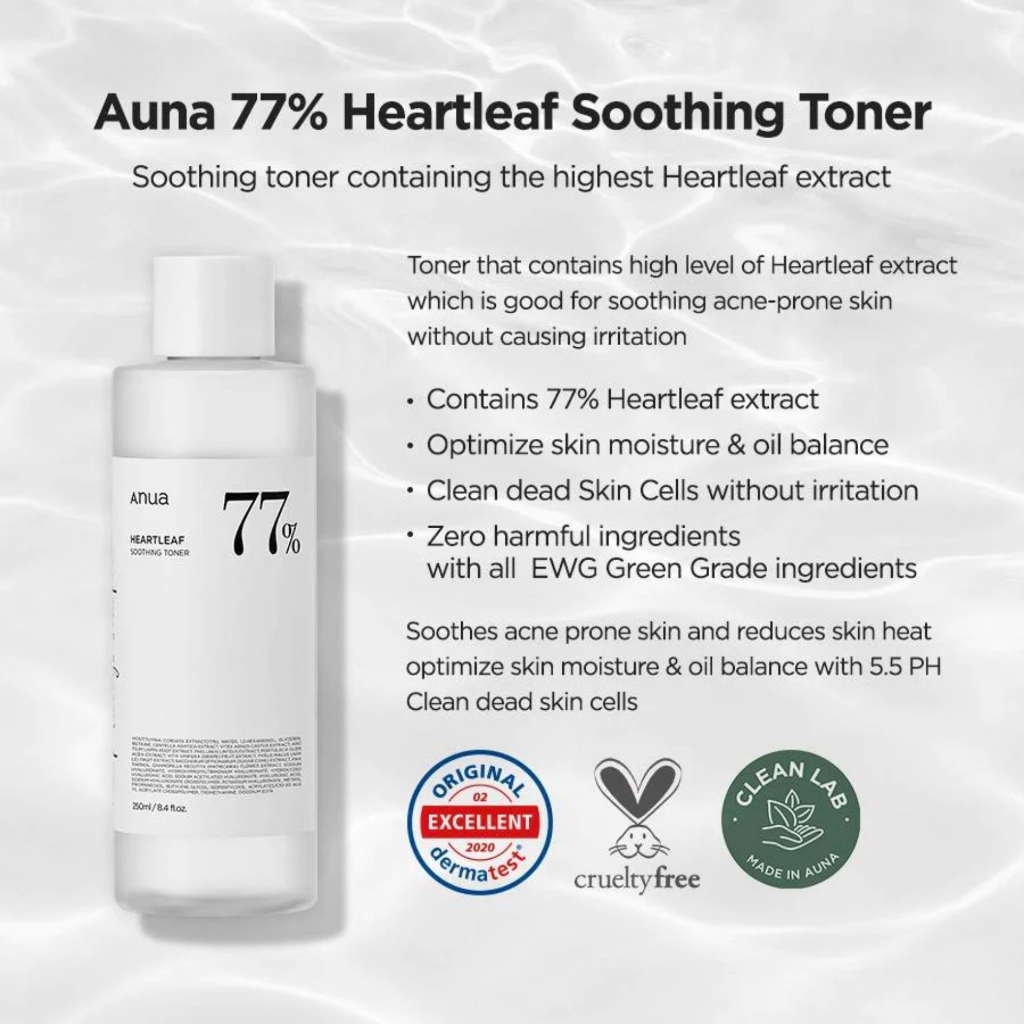 anua - Nước hoa hồng or sữa dưỡng cân bằng làm dịu da : ANUA 77 Heartleaf Soothing toner / heartleaf daily relief lotion