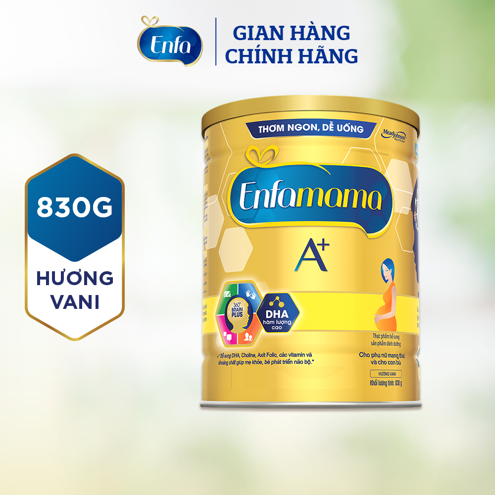 [Tặng ví da Enfa] Sữa bầu Enfamama A+ - 830g Hương Vanilla 