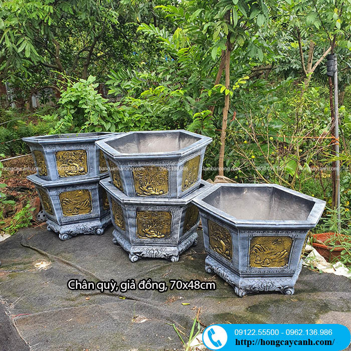 Chậu xi măng lục giác đường kính 70cm cao 48cm (chậu nặng, gọi hoặc nhắn zl để đặt hàng)