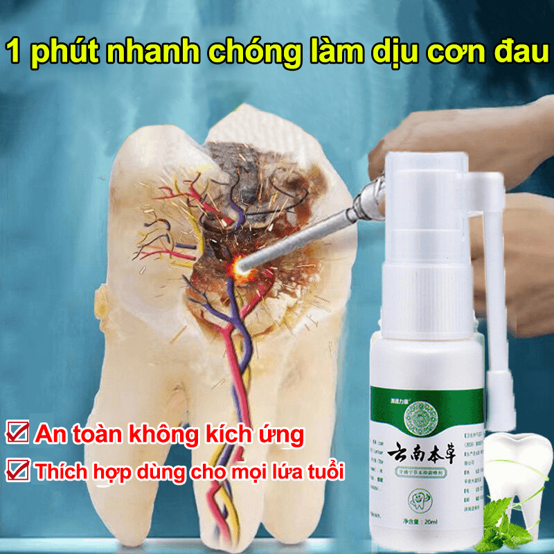 Xịt giảm đau răng Nóng trong kháng khuẩn loại bỏ đau răng Răng khôn Lợi sưng đau chăm sóc răng miệng 30ml