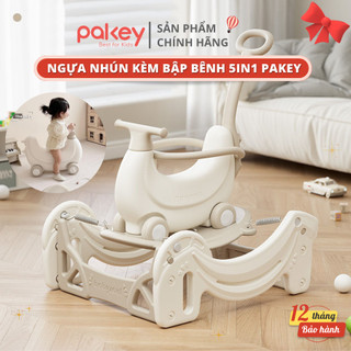Ngựa bập bênh đa năng kèm xe nhún cao cấp PAKEY, Bộ đồ chơi nhà nhún giáo giục sớm cho bé - Banana
