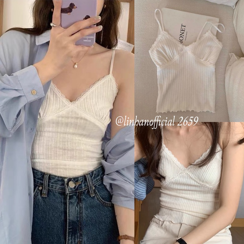 Áo 2 dây viền ren Hàn Miss 2659 (Hàng có sẵn)🇰🇷