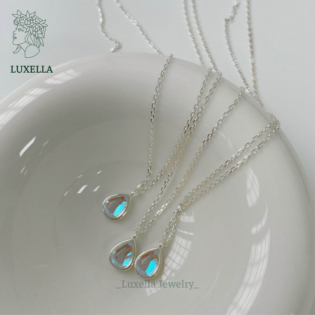 Dây chuyền bạc nữ mẫu giọt nước moonstone LUXELLA JEWELRY Lux085