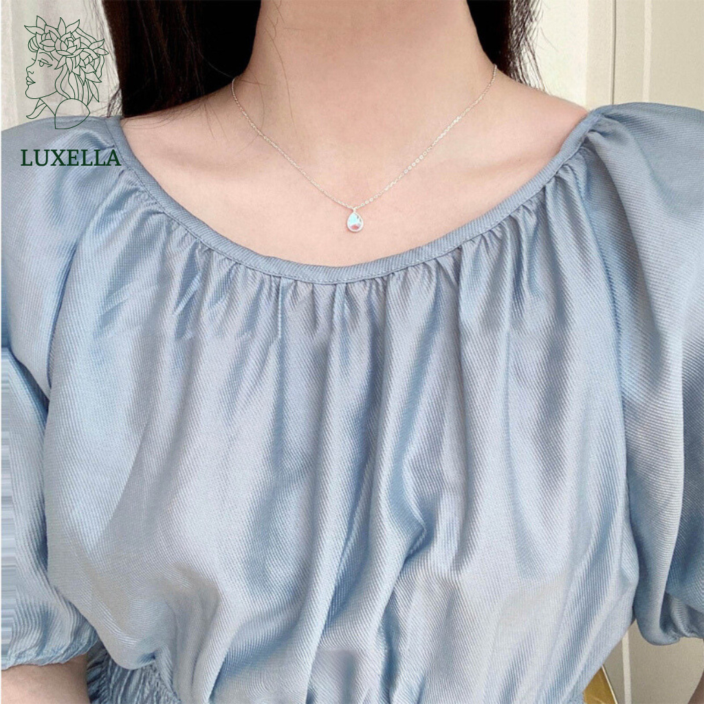 Dây chuyền bạc nữ mẫu giọt nước moonstone LUXELLA JEWELRY Lux085