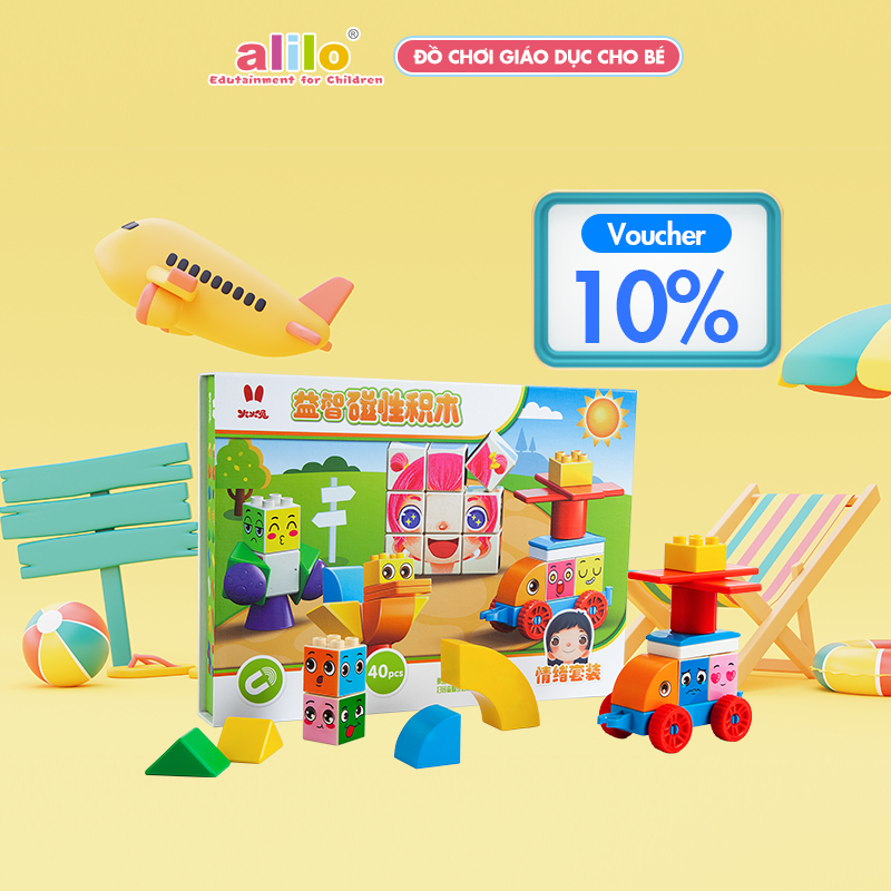 Đồ chơi lắp ráp giáo dục từ tính Logic Alilo Magnetic Building Blocks - Stack & Smile, bộ khối xây dựng từ tính cho trẻ