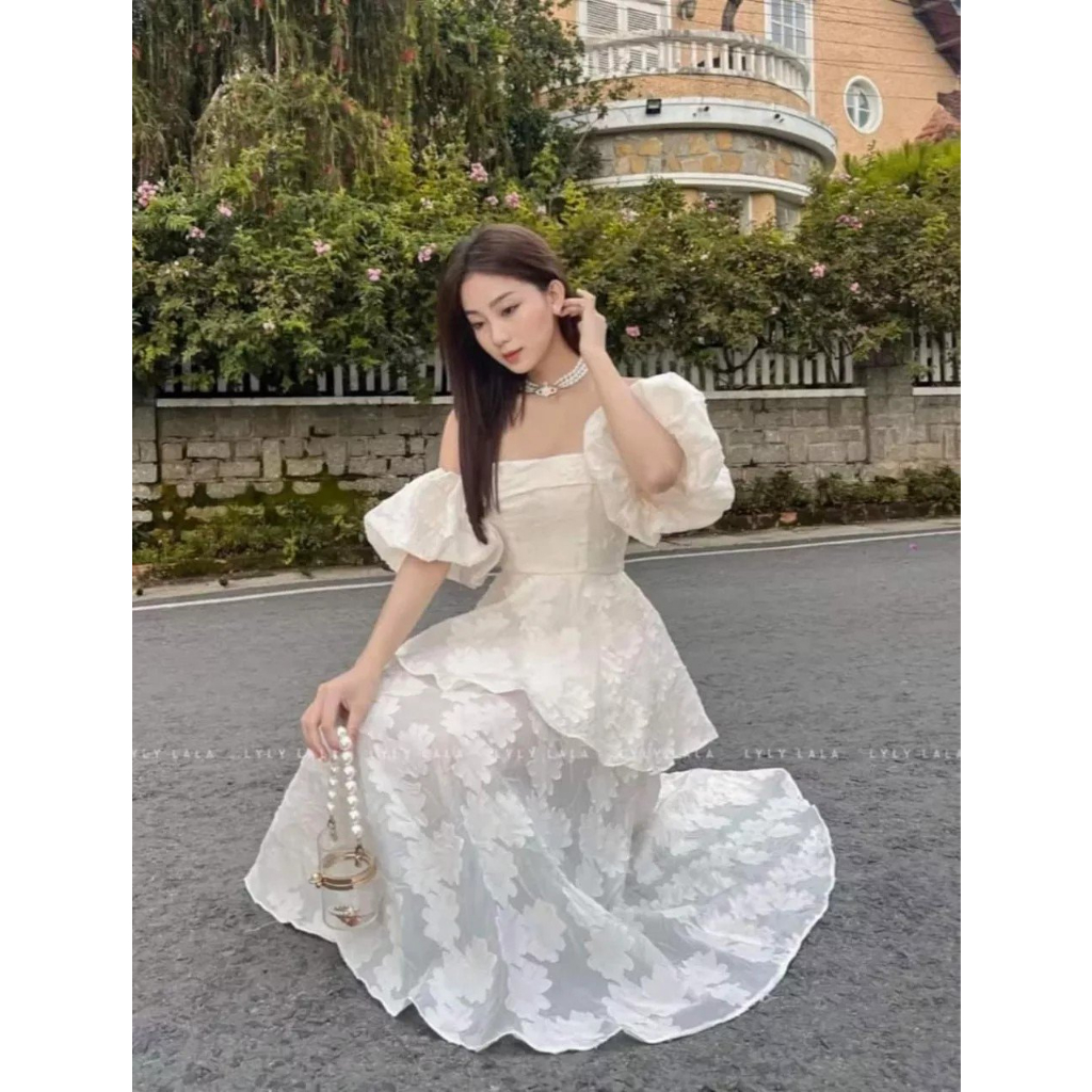 Vải Voan Tơ Ép Hoa Nổi May Váy Đầm Áo Dài