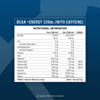 BCAA Amino Hydrate + Energy Applied Nutrition lon 330ml