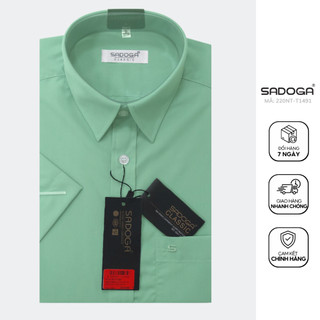 Áo sơ mi nam sadoga ngắn tay công sở xanh trơn t1491