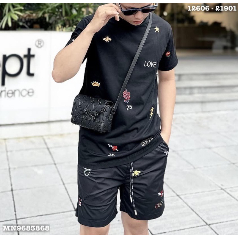 Áo thun thêu tia ong sét rắn gc icon đơn giản,áo phông thêu ong rắn hổ gc trái tim hoa cúc cao cấp