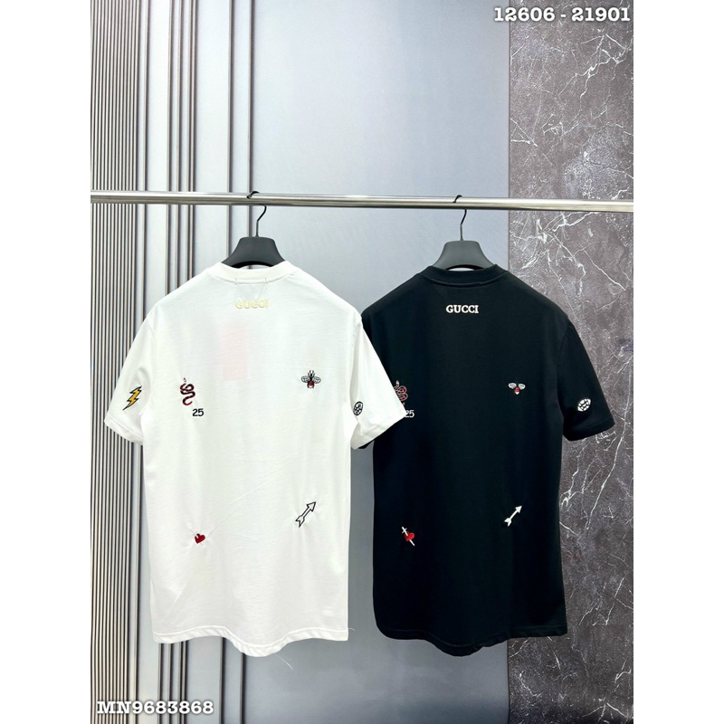 Áo thun thêu tia ong sét rắn gc icon đơn giản,áo phông thêu ong rắn hổ gc trái tim hoa cúc cao cấp