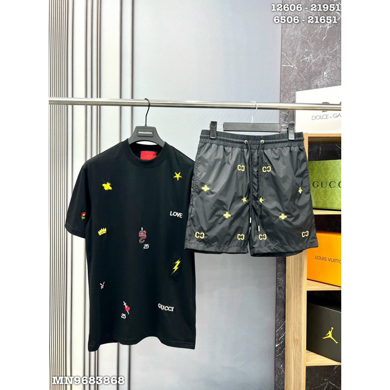 Áo thun thêu tia ong sét rắn gc icon đơn giản,áo phông thêu ong rắn hổ gc trái tim hoa cúc cao cấp