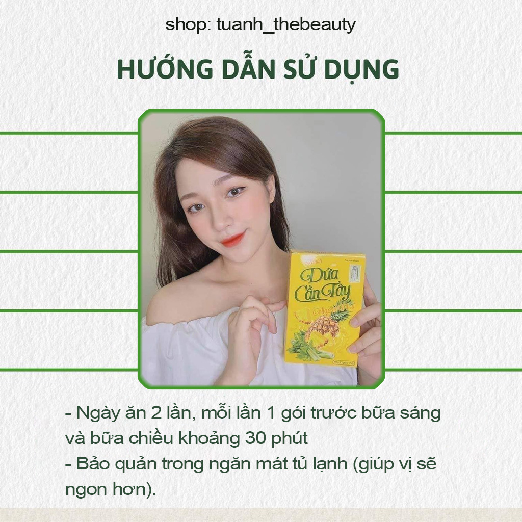 Thạch Dứa Cần Tây collagen hỗ trợ làm đẹp da giảm cân thải mỡ nhanh hiệu quả cấp tốc an toàn hiệu quả (Hộp 10 gói x 25g)