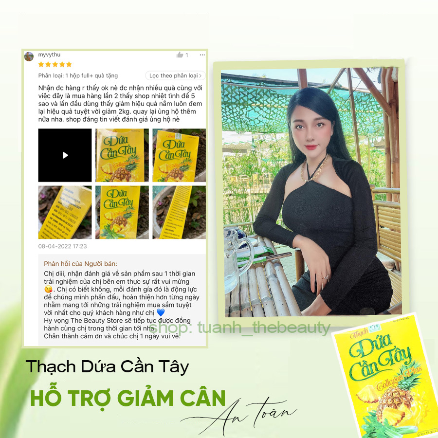 Thạch Dứa Cần Tây collagen hỗ trợ làm đẹp da giảm cân thải mỡ nhanh hiệu quả cấp tốc an toàn hiệu quả (Hộp 10 gói x 25g)