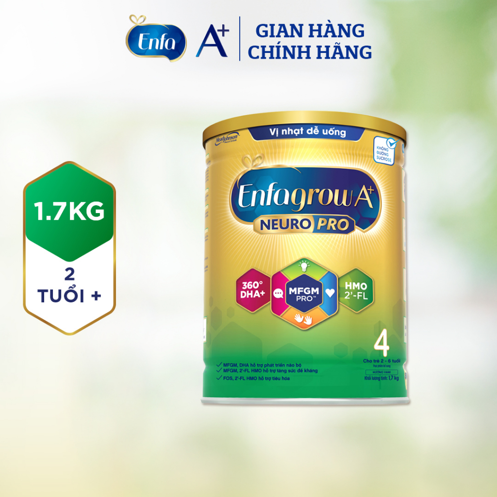 [Tặng đồ chơi lắp ghép nhà giấy] Bộ 2 lon Sữa bột Enfagrow A+ Neuropro 4 - FL HMO Vị Nhạt Dễ Uống- 1.7kg