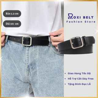 Thắt Lưng Unisex, Dây Lưng Dây Nịt Ulzzang Mặt Vuông Bạc Kiểu Đơn Giản Roxi Belt TL003